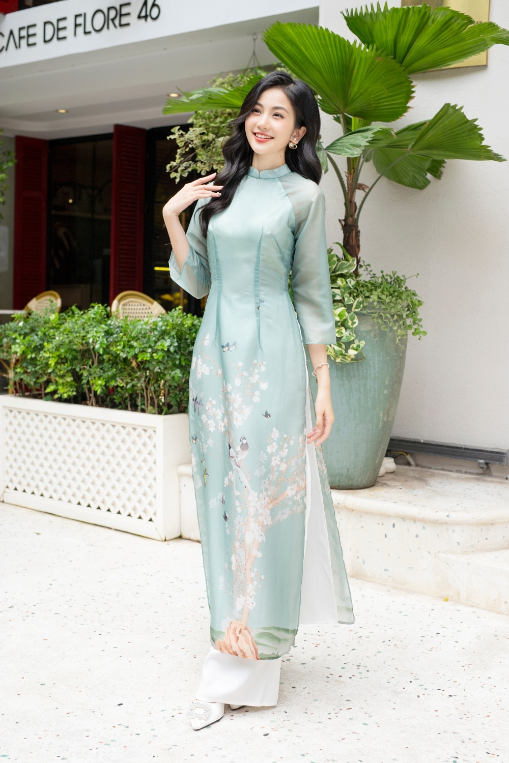  Áo dài Liễu Mai xanh 