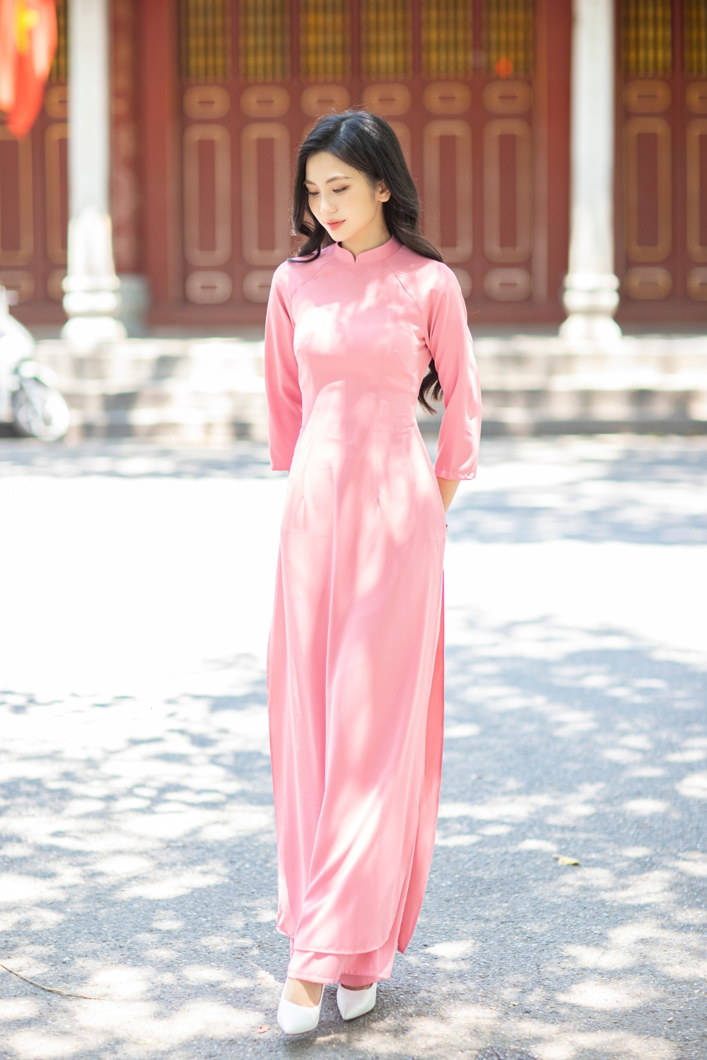  Áo dài đơn sắc lụa chifon 