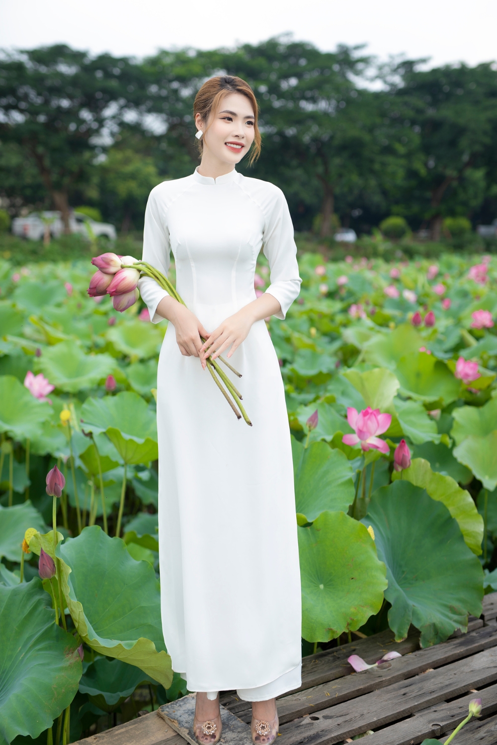  Áo dài đơn sắc lụa chifon 