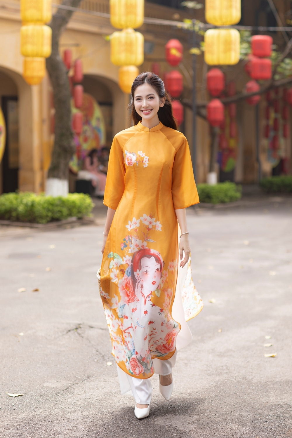  Áo dài Hi Văn cam 