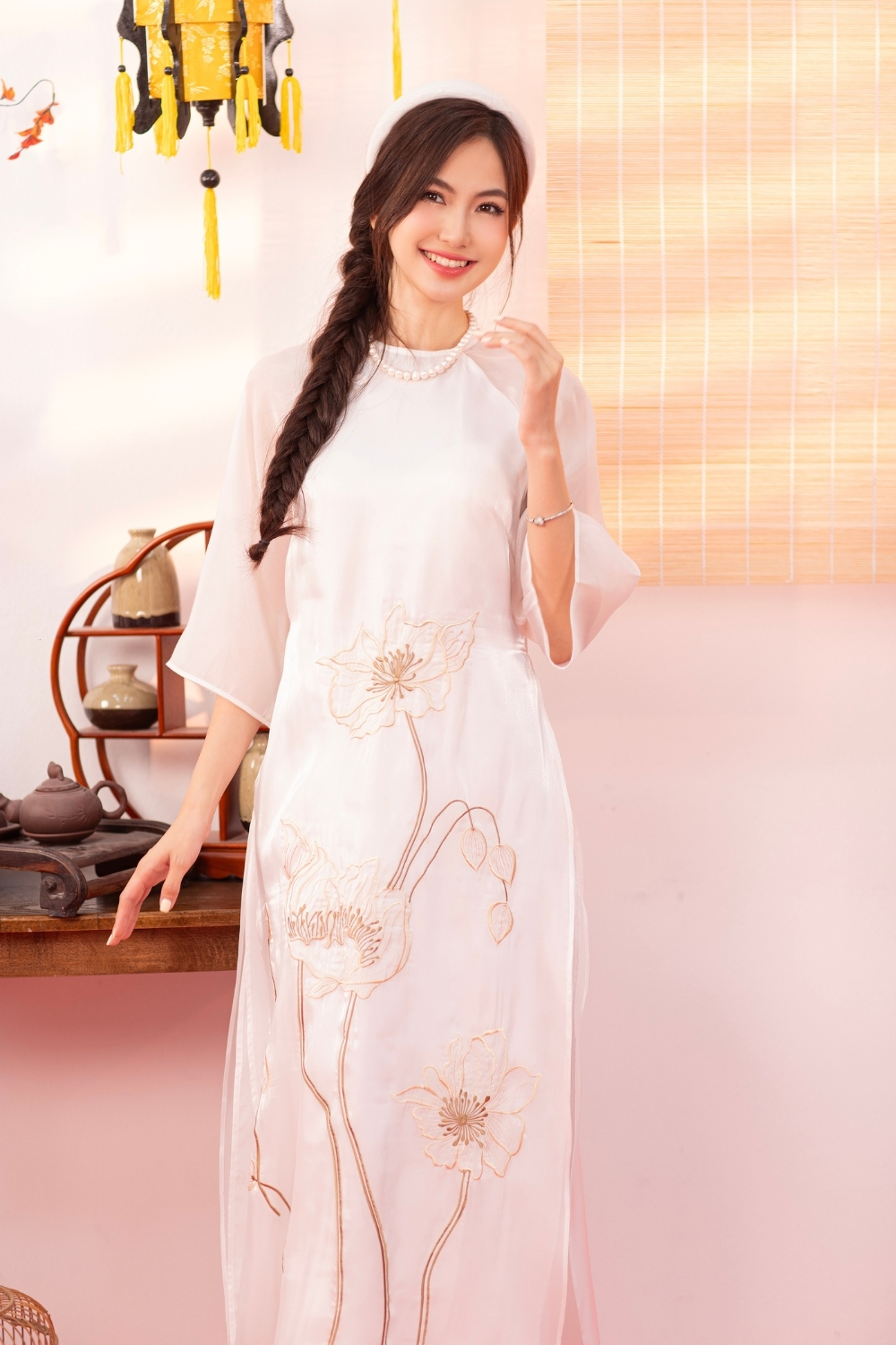  Áo dài Như Ý trắng 