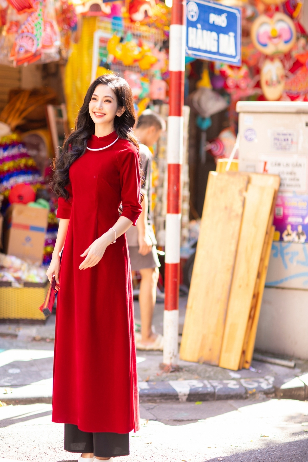  Áo dài nhung 