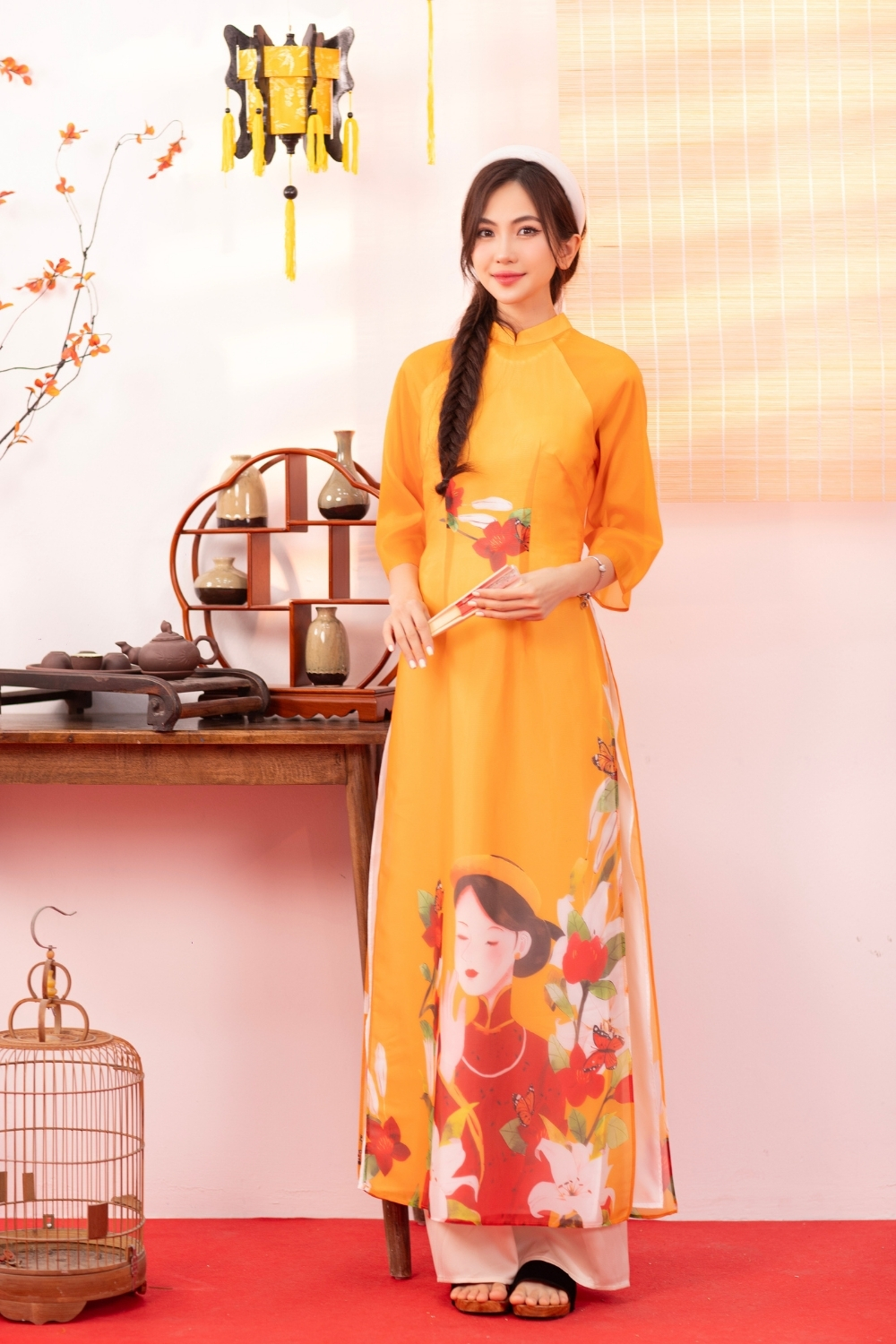  Áo dài Tố Như vàng nghê 