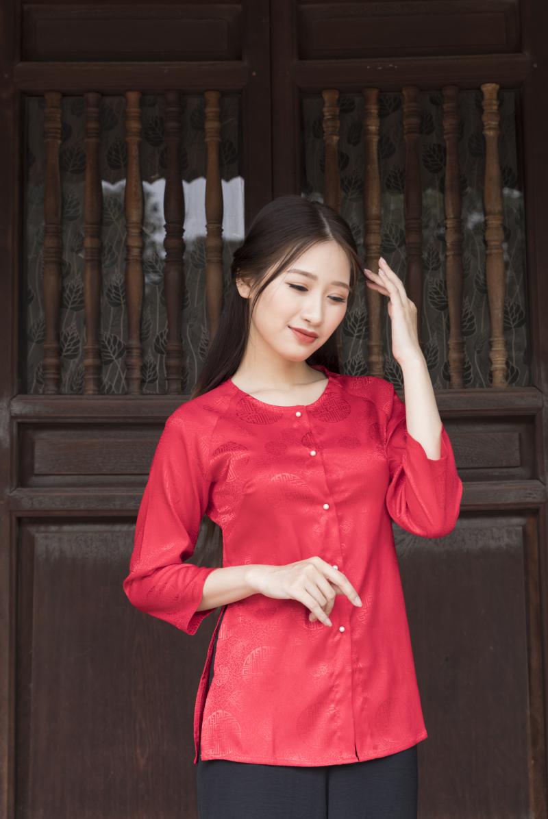  Áo bà ba màu pink red 