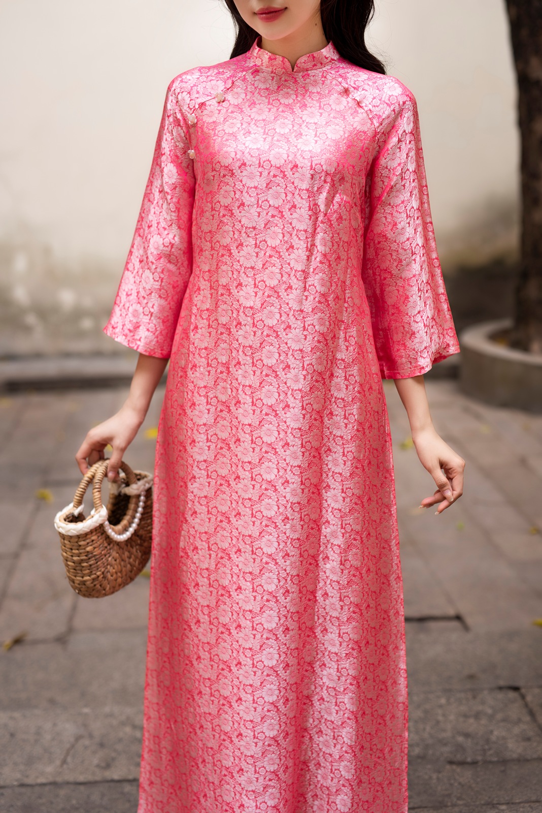  Áo dài lụa tơ tằm Phù Linh - hồng 