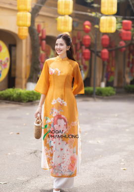  Áo dài Hi Văn - Cam 