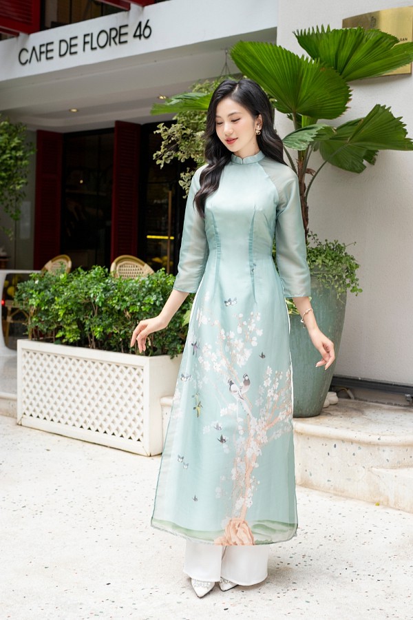  Áo dài Liễu Mai xanh 