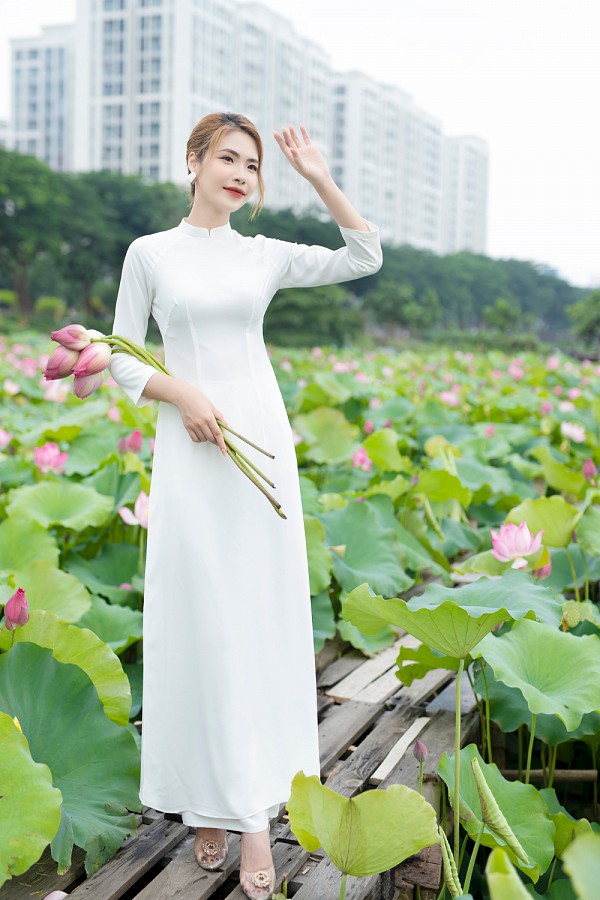  Áo dài đơn sắc lụa chifon 