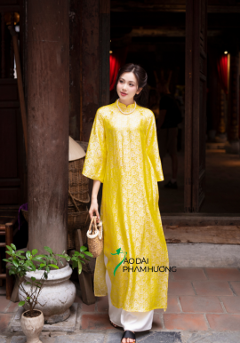  Áo dài lụa tơ tằm Phù Linh - vàng chanh 
