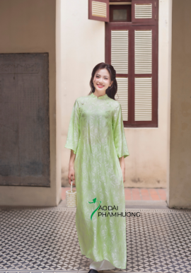  Áo dài lụa tơ tằm Phù Linh - xanh bơ 