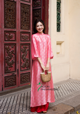  Áo dài lụa tơ tằm Phù Linh - hồng 