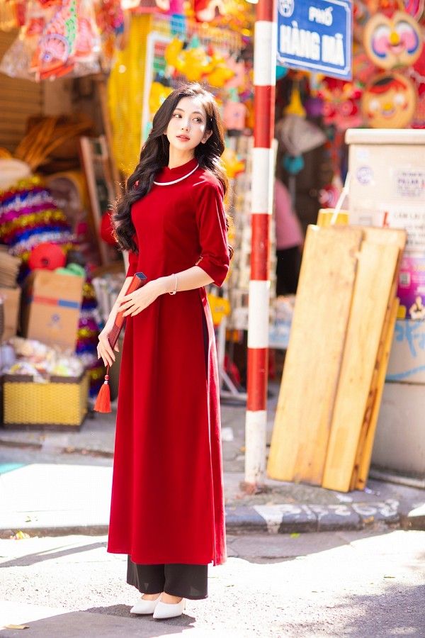  Áo dài nhung 