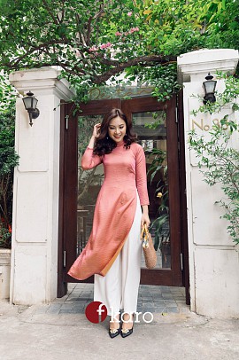  Áo dài trơn màu hồng 