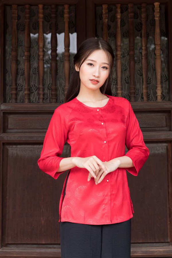  Áo bà ba màu pink red 